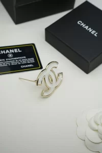 Chanel Vintage White CC Logo Brooch