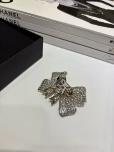 Chanel Crystal CC Bow Brooch