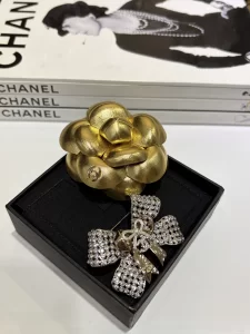 Chanel Crystal CC Bow Brooch
