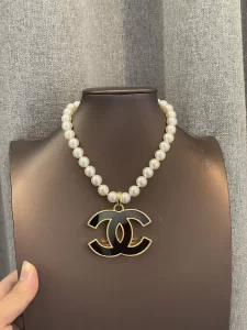 Chanel Pearls CC Logo Pendant Necklaces