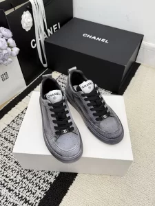Chanel Gray Leather Sneakers