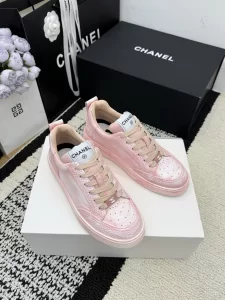 Chanel Pink Leather Sneakers