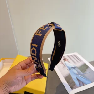 Fendi Logo Blue Canvas Fabric Headband