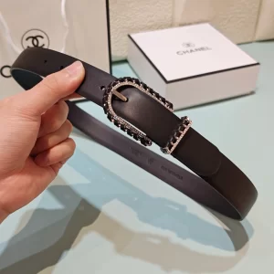 Chanel Black Calfskin Leather Belt 30MM