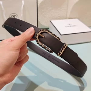 Chanel Black Calfskin Leather Belt 30MM