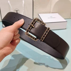 Chanel Black Calfskin Leather Belt 50MM