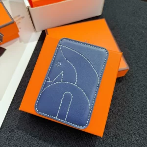 Hermes Horse MagSafe Card Holder Navy Blue