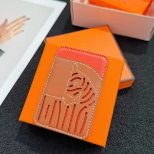 Hermes Zebra MagSafe Card Holder Brown Orange
