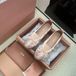 Miu Miu Pink Satin Ballet Flat