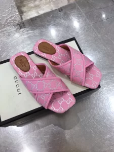 Gucci GG Fabric Slide Sandal Pink 
