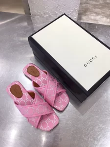 Luxury Womens Shoes Gucci GG Fabric Slide Sandal in Pink 35 To 40 A136PP380 AA145900