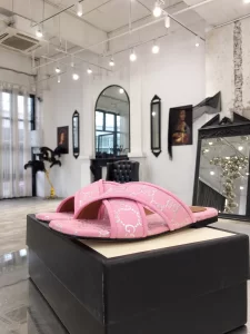 Luxury Womens Shoes Gucci GG Fabric Slide Sandal in Pink 35 To 40 A136PP380 AA145900