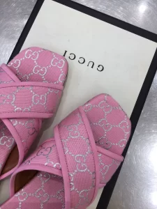 Luxury Womens Shoes Gucci GG Fabric Slide Sandal in Pink 35 To 40 A136PP380 AA145900