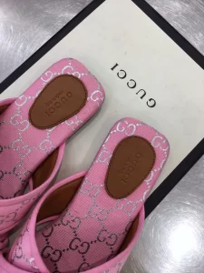 Luxury Womens Shoes Gucci GG Fabric Slide Sandal in Pink 35 To 40 A136PP380 AA145900
