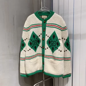 Gucci Alpaca Wool Jacquard Cardigan 