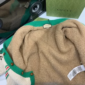 Luxury Womens Clothing Gucci Alpaca Wool Jacquard Cardigan SML A154PP580 AA146114