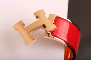Luxury Womens Jewelry Hermes Clic Clac H Wide Bracelet Red A205PP240 AA146902