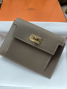 Hermes Epsom Kelly Pocket Compact Wallet Grey 