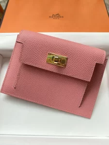 Hermes Epsom Kelly Pocket Compact Wallet Pink 