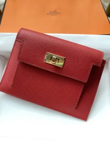 Hermes Epsom Kelly Pocket Compact Wallet Red 