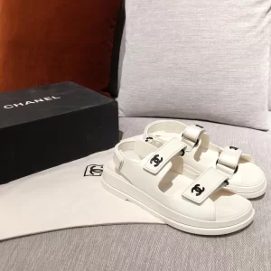 Chanel Classic CC Logo Sandal White 