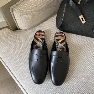 Hermes Catena Mule Black Goatskin 