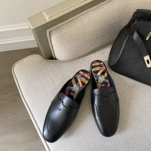 Luxury Womens Shoes Hermes Catena Mule in Black Goatskin 35 To 41 A136PP420 AA147334