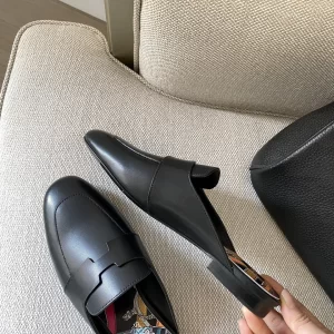 Luxury Womens Shoes Hermes Catena Mule in Black Goatskin 35 To 41 A136PP420 AA147334