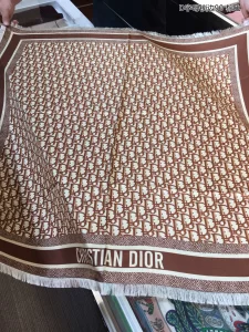 Dior Oblique Cashmere Silk Scarf Brown 