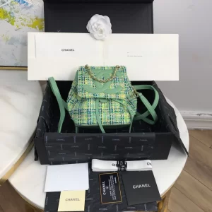Chanel Tweed Backpack Green