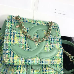 Luxury Womens Handbags Chanel Tweed Backpack Green AS0325 23x21x15CM A53PP880 AA147827