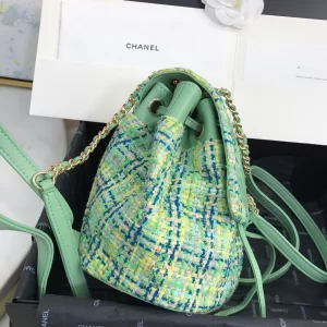 Luxury Womens Handbags Chanel Tweed Backpack Green AS0325 23x21x15CM A53PP880 AA147827