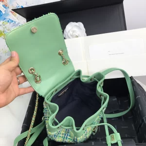 Luxury Womens Handbags Chanel Tweed Backpack Green AS0325 23x21x15CM A53PP880 AA147827