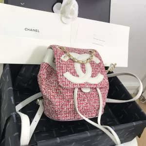 Luxury Womens Handbags Chanel Tweed Backpack Pink AS0325 23x21x15CM A53PP880 AA147826