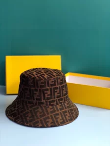 Fendi FF Jacquard Brown Bucket Hat 