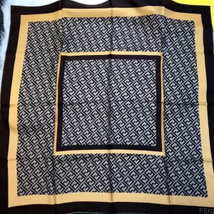 Fendi FF Logo Cashmere Silk Scarf Brown 