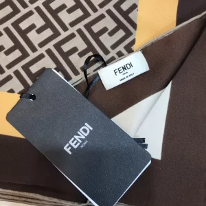 Luxury Womens Scarf Fendi FF Logo Cashmere Silk Scarf Brown 90x90CM A190PP180 AA148210