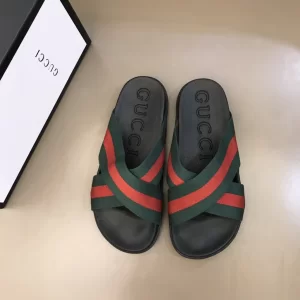 Gucci Rubber Web Cross Strap Sandals Mens 