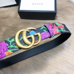Luxury Womens Belts Gucci GG Marmont Floral Black Leather Belt 38MM A175PP240 AA148919