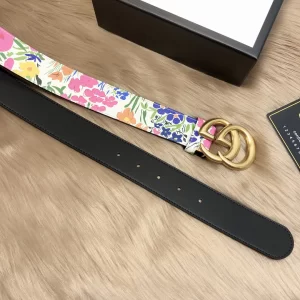 Luxury Womens Belts Gucci GG Marmont Floral Black Leather Belt 38MM A175PP240 AA148920