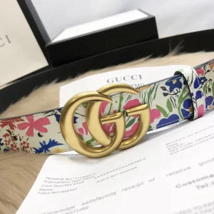 Luxury Womens Belts Gucci GG Marmont Floral Black Leather Belt 38MM A175PP240 AA148920