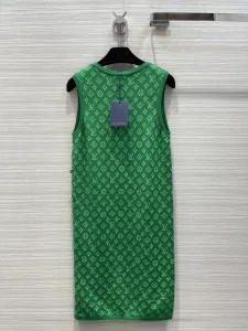 Luxury Womens Clothing Louis Vuitton Monogram Vest Dress Green SML A154PP480 AA148871
