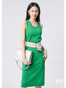 Luxury Womens Clothing Louis Vuitton Monogram Vest Dress Green SML A154PP480 AA148871