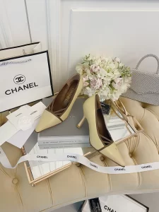 Luxury Womens Shoes Chanel CC Logo Pumps Beige 70MM 35 To 40 A151PP430 AA148778