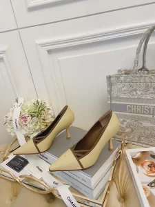 Luxury Womens Shoes Chanel CC Logo Pumps Beige 70MM 35 To 40 A151PP430 AA148778