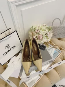Luxury Womens Shoes Chanel CC Logo Pumps Beige 70MM 35 To 40 A151PP430 AA148778