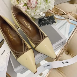 Luxury Womens Shoes Chanel CC Logo Pumps Beige 70MM 35 To 40 A151PP430 AA148778