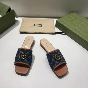 Luxury Womens Shoes Gucci GG Canvas Slides Sandal Blue 35 To 41 A151PP380 AA148755
