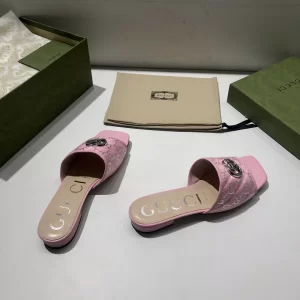 Luxury Womens Shoes Gucci GG Canvas Slides Sandal Pink 35 To 41 A151PP380 AA148759