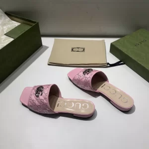 Luxury Womens Shoes Gucci GG Canvas Slides Sandal Pink 35 To 41 A151PP380 AA148759